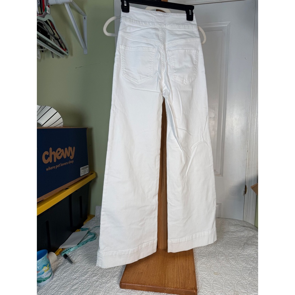 FRAME White High Rise Wide Leg Denim Trousers Jeans Size 24 NWT - Picture 2 of 9